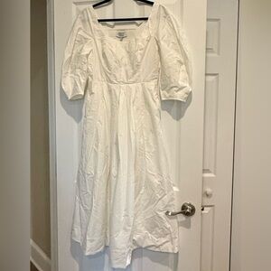 & Other Stories White Puff Sleeve Cotton Midi Dress – NWT, Size 4